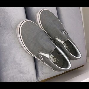 grey slip on vans